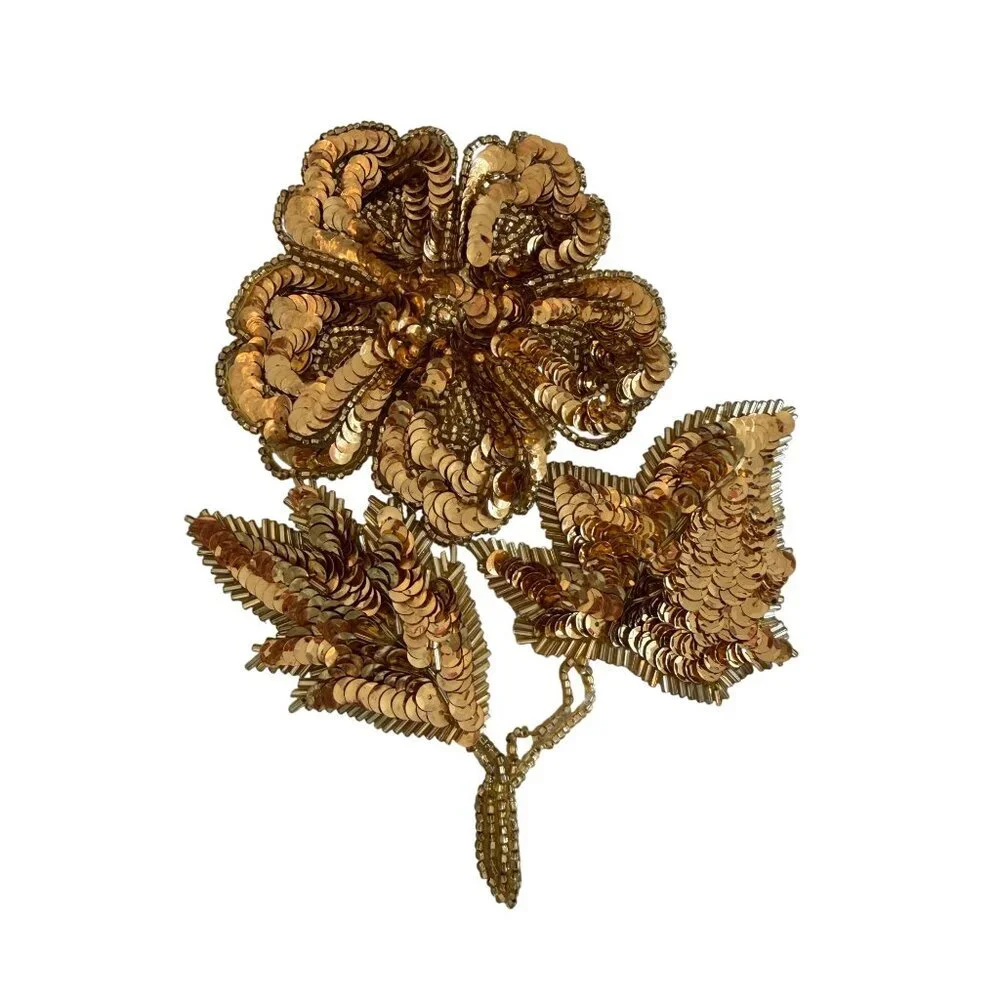 Bundle of 3 Vintage Beaded Sequin Appliques Flower Bows